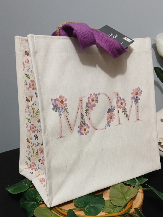 Rachel Ashwell Handbags - Floral 'MOM' Canvas Tote Bag in Cream and Pink NWT